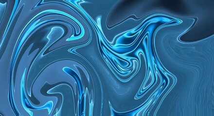 Deep Blue and Cyan Abstract Liquid Swirls fluid background