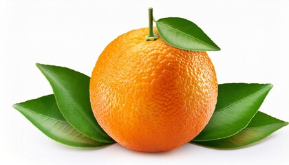 Orange Fruit With Leaves Isolated On White Background