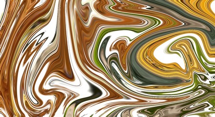 Earth Toned Abstract Marbling with Green Accents fluid