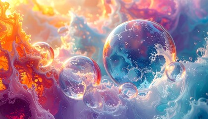 Colorful Abstract Bubbles in Motion.
