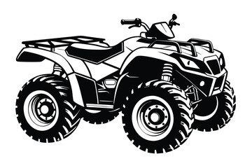 Black and White Vector Illustration of an AllTerrain Vehicle with Big Tires