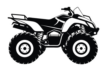 Vector Graphic Depicting A Black And White All Terrain Vehicle (ATV) Silhouette