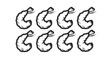 Tempura Shrimp Line Art Hand Drawn Outline Design