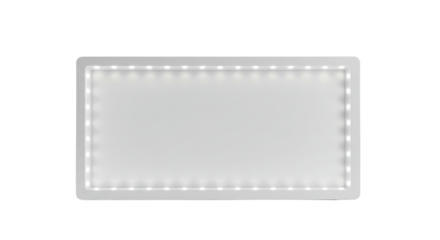 Illuminated led rectangle with light bulbs, border frame isolated PNG with Transparent Background