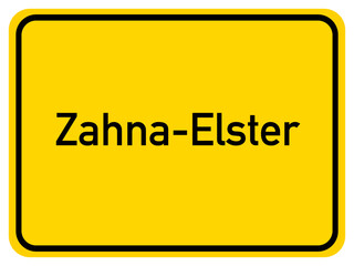 Illustration of a city entrance sign for the city of Zahna-Elster