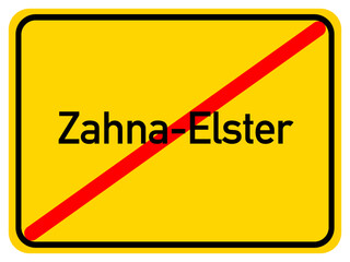 Illustration of a city exit sign for the city of Zahna-Elster	