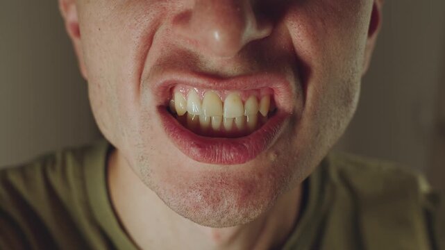 The man's teeth are chattering