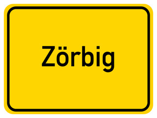 Illustration of a city entrance sign for the city of Zörbig
