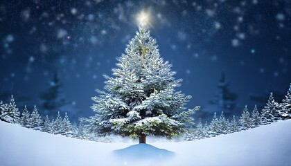 Obraz premium Christmas Tree Illustration With Snow