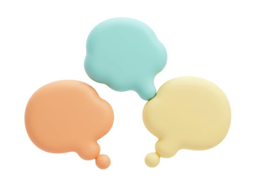 Pastel speech bubbles PNG isolated on transparent background, cute communication elements for graphic design and social media use