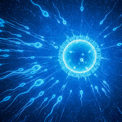 Human Sperm and Egg Cell Fertilization – 3D Medical Illustration
