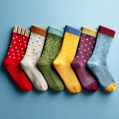 Colorful Christmas socks isolated on white minimalist background