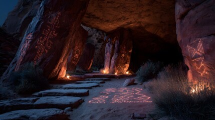 Fantasy Cliffside City in Desert Landscape

