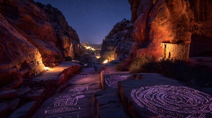 Ancient Stone Metropolis in Arid Canyon

