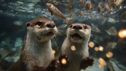 Cute Marine Animals Performing Underwater Trick