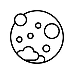 Fototapeta premium Full moon icon with planets and clouds in minimalist style 