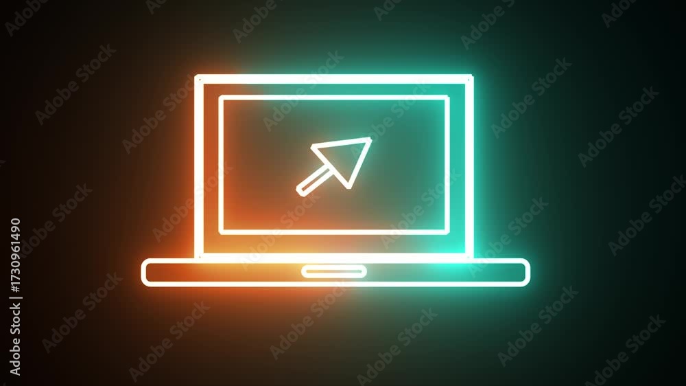 Wall mural an object of monitor of laptop or computer with visible arrow sign.