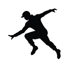 Silhouette of a man jumping in black vector illustration