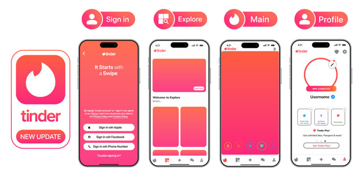 Tinder latest 2025 update with Double Date mode, College profiles, Face verification, Explore intent categories, and new dating features transparent background