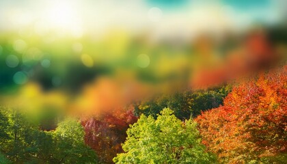 Soft Spring Greens To Autumn Reds Blurred Foliage Gradient Gradient Landscape