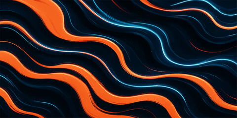 Obraz premium Soft blue and orange fire and wave abstract background vector illustration with seamless line pattern for silk texture design and art decoration backdrop