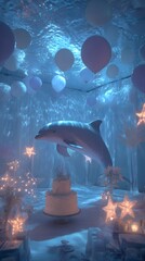 Glow-in-the-Dark Dolphin Party in the Ocean

