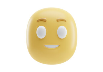 Smiling face emoji PNG isolated on transparent background, yellow emoticon with happy expression for social media and communication