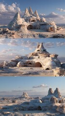 Wind-Carved Desert City Structures

