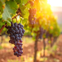Fototapeta premium Lush grapevine in golden sunlight