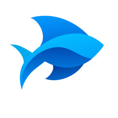 Modern abstract blue fish icon illustration. Simple, fluid, gradient graphic design element for technology or aquatic themes.