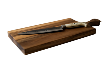 knife on a wooden board image isolated on a transparent background