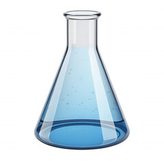 Glass Erlenmeyer Flask with Blue Liquid and Bubbles transparent background