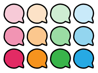 アイコンに使えるカラフルな手描き風の吹き出しセット　丸　枠あり（Affinity Designer版）
