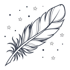 Obraz premium Elegant Feather Illustration with Stars A Stylish Artistic Design for Various Applications