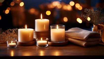 Candles Alight On Table