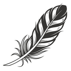 Fototapeta premium Detailed Black and White Feather Illustration A Symbol of Freedom and Serenity
