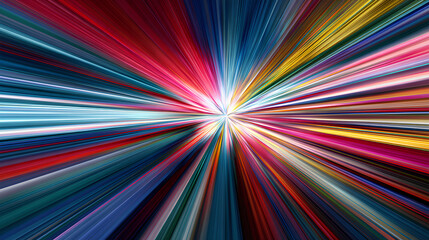 Radial colorful light focus line background / Speedy light effect. Stock Illustration