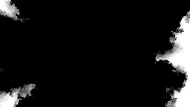 Swirling smoke or ink fluid transition effect. Steam, dust explosion. Black on white background