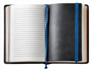Open notebook with blank lined pages ready use