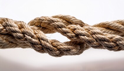 Twisted Textured Rope Rustic Organic Nautical Braided Strong Knot Work Bond On White Background Generative Ai