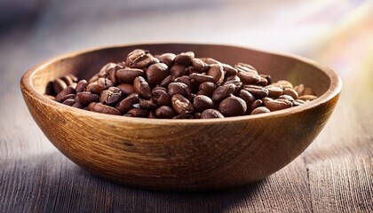 Fototapeta premium Coffee Beans In A Wooden Bowl