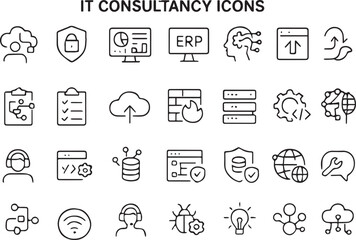 IT Consultancy Icons for Business and Technology Services