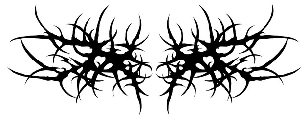 neo tribal wings tattoo art, sharp gothic symmetrical shapes style. Dark element vector design © Artmoreink