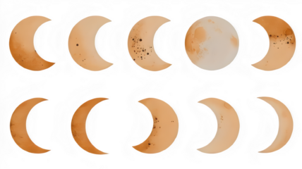 Phases of the moon watercolor illustration art