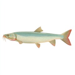 Fototapeta premium Long fish with barbels and red tail fins illustration