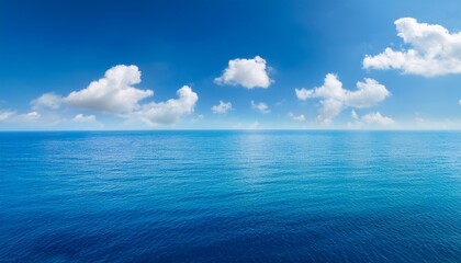 Obraz premium The Sea And Sky Scene With Blue Water And Scattered Clouds Soft Light Photorealistic