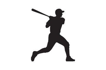Silhouette of a baseball player swinging a bat
