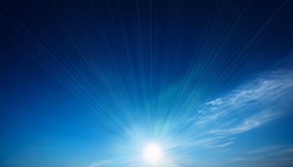 Bright Sunlight Shining In Dark Blue Sky With Lens Flares
