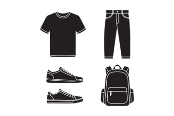 Black casual outfit with backpack and sneakers