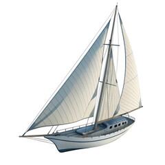 Obraz premium Elegant transparent background White Sailboat with Full Sails on a Black Background